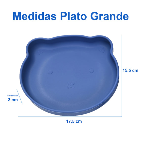 Vajilla para Bebé de Plato Plano, Plato Hondo en Forma de Oso y Cubiertos en Acero Inoxidable