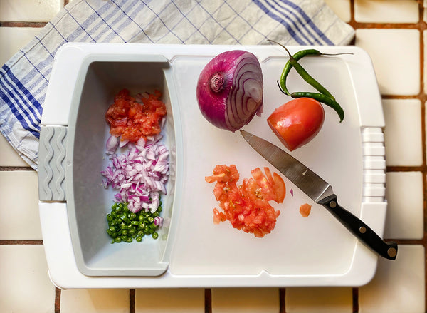 Tabla para Cortar con Colador y Depósito de Alimentos